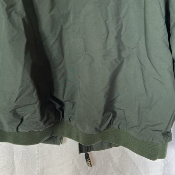 LL BEAN vintage dark hunter green fleece lined zipper front jacket Size L Reg - Picture 10 of 13
